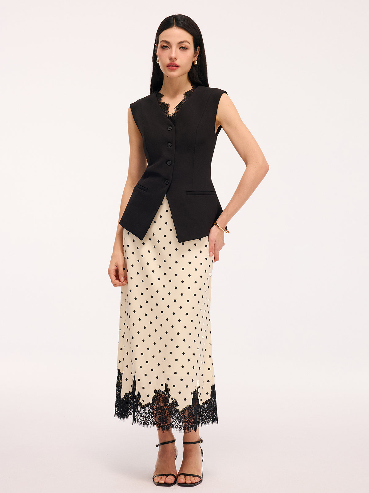 Lace Trim Sleeveless Vest