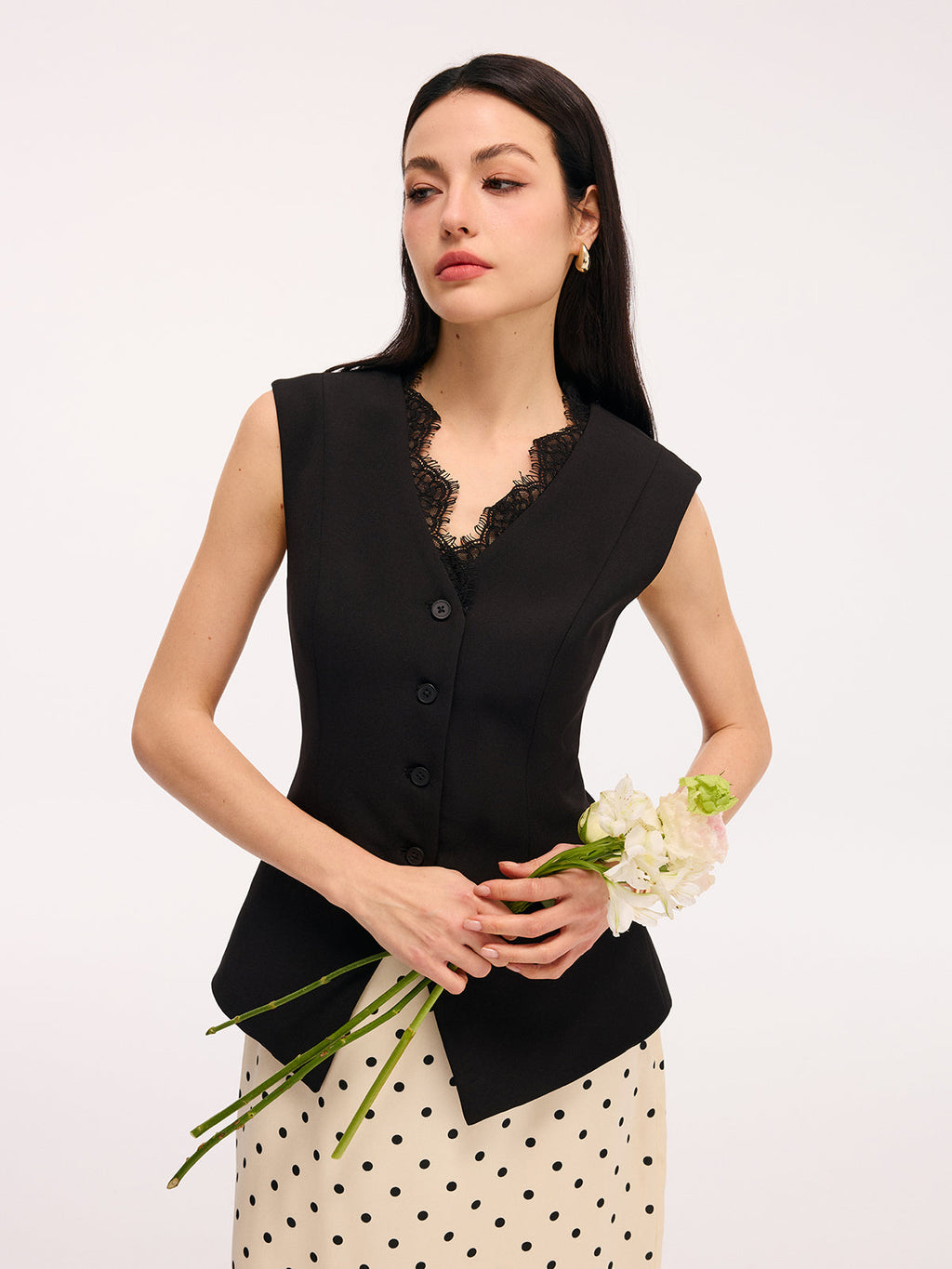 Lace Trim Sleeveless Vest