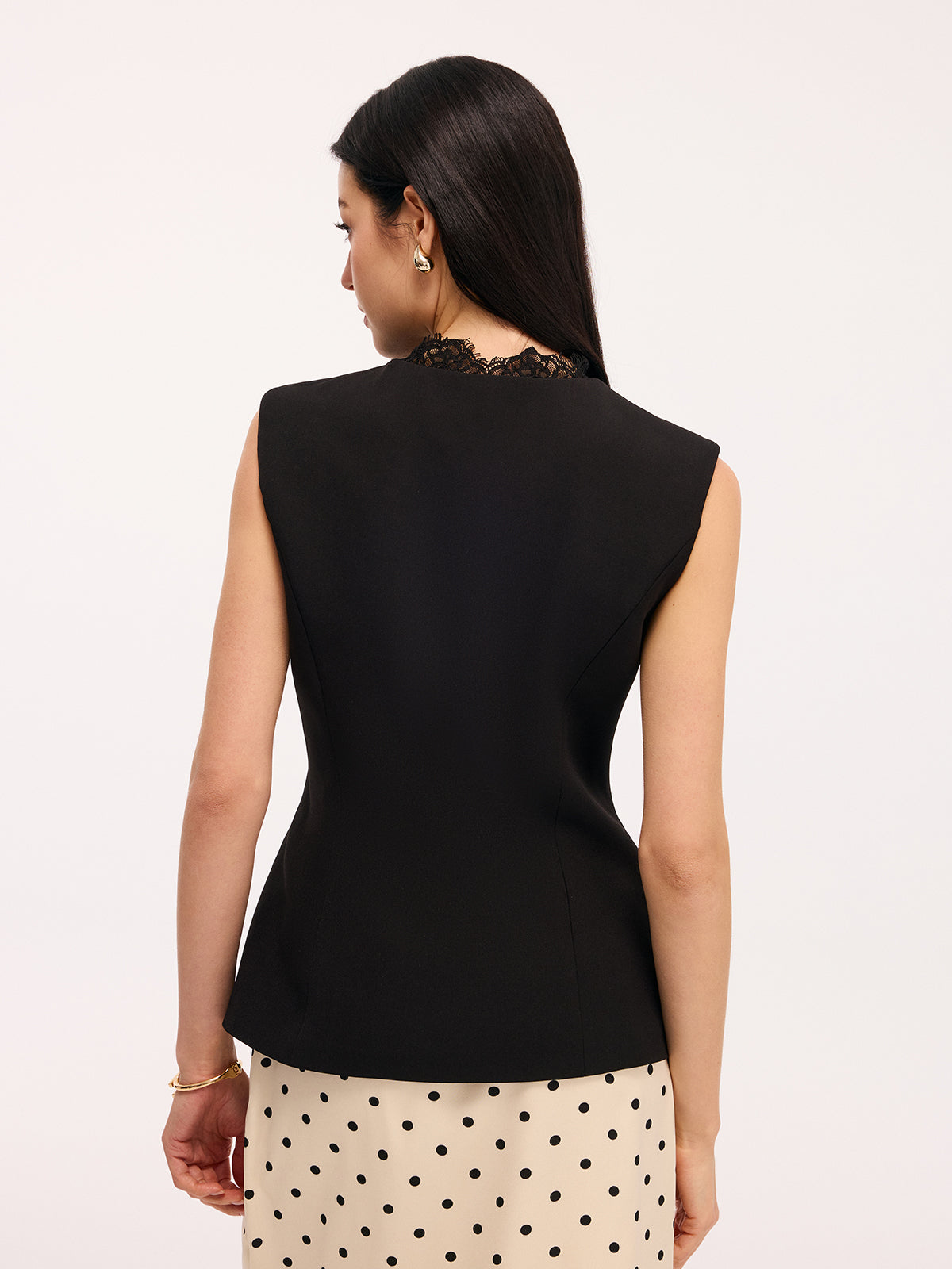 Lace Trim Sleeveless Vest
