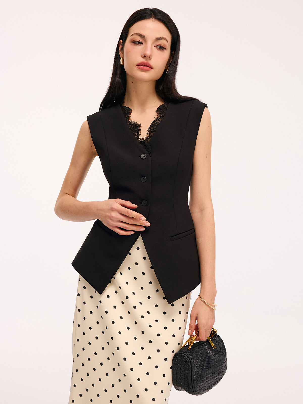 Lace Trim Sleeveless Vest