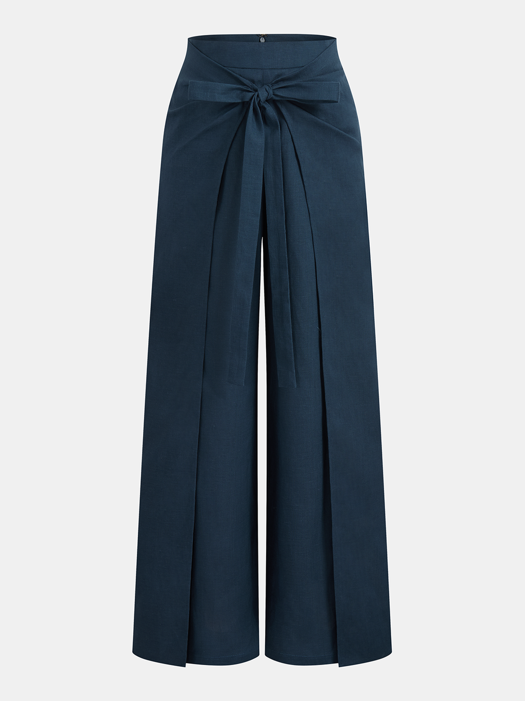 Mid-Waist Bow Wide-Leg Pants
