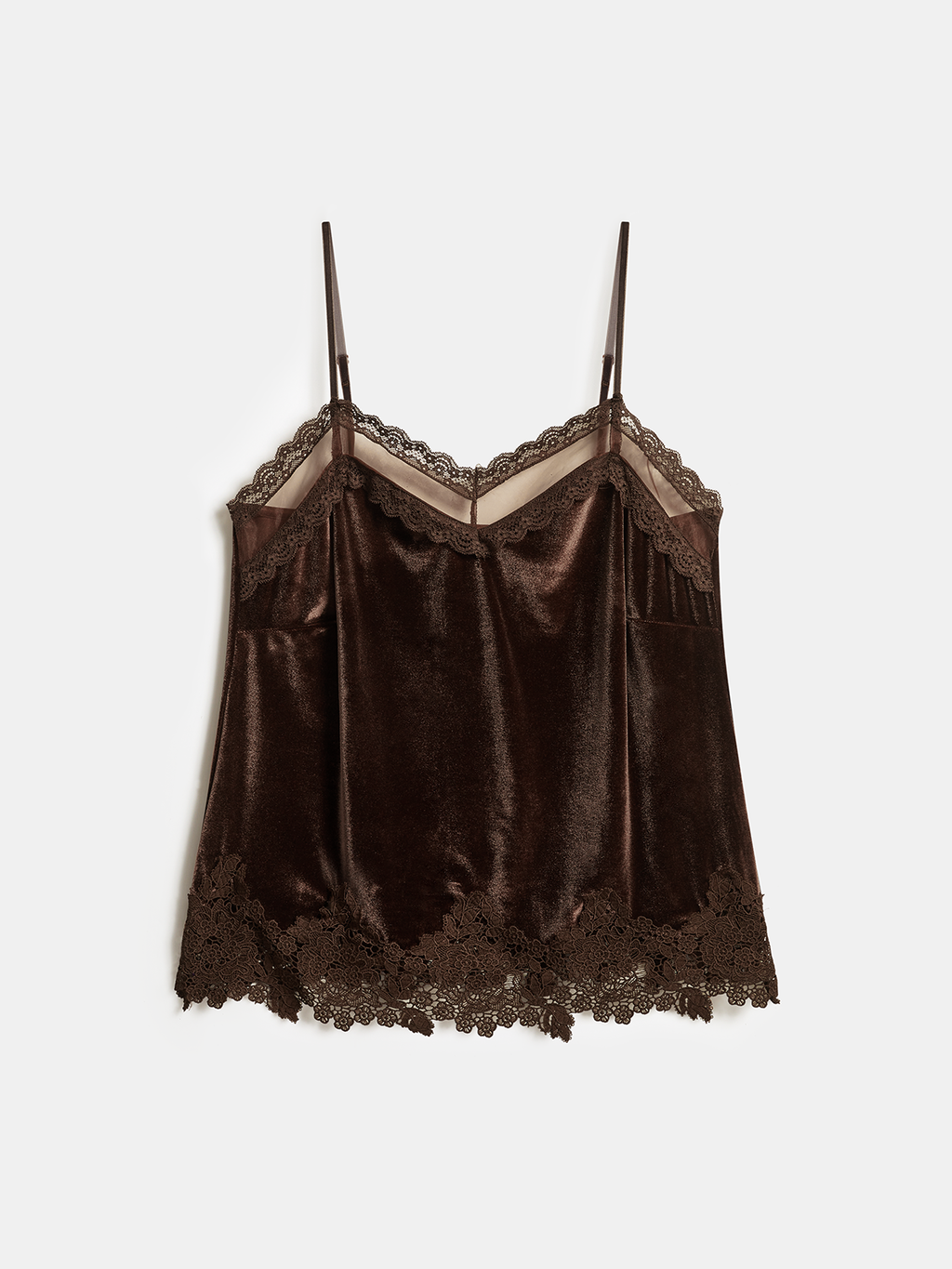 Velvet Lace Trim Cami Top