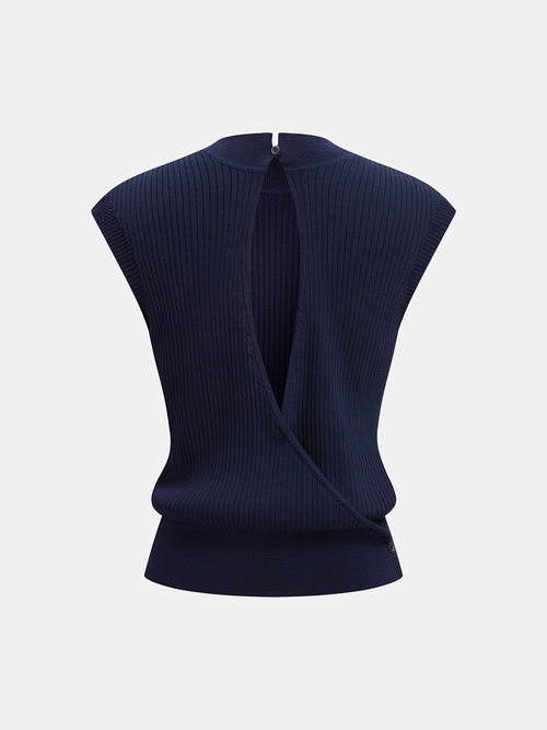 Backless Ribbed Knit Sleeveless Top