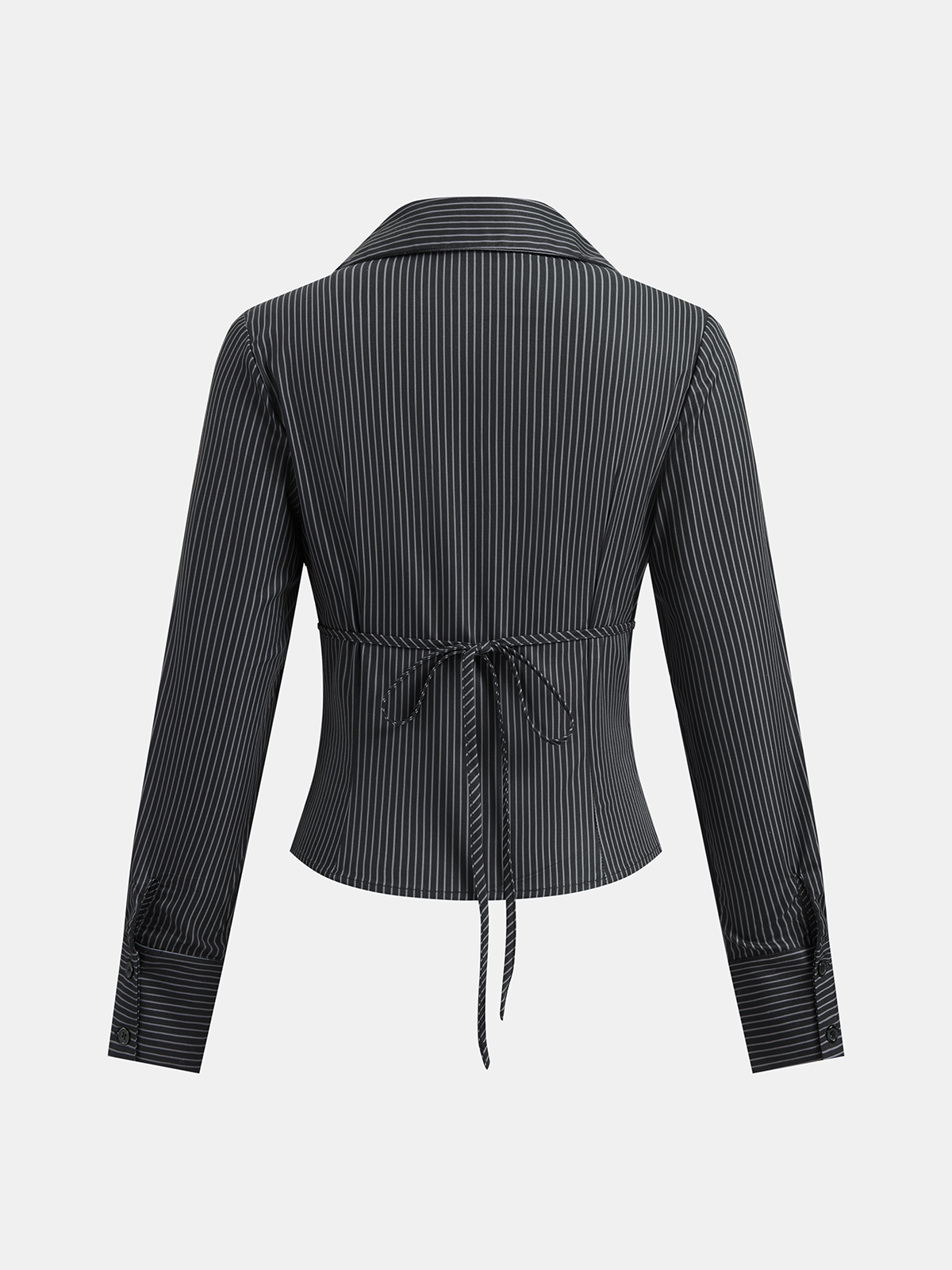 Tie-Waist Pinstripe Blazer Top