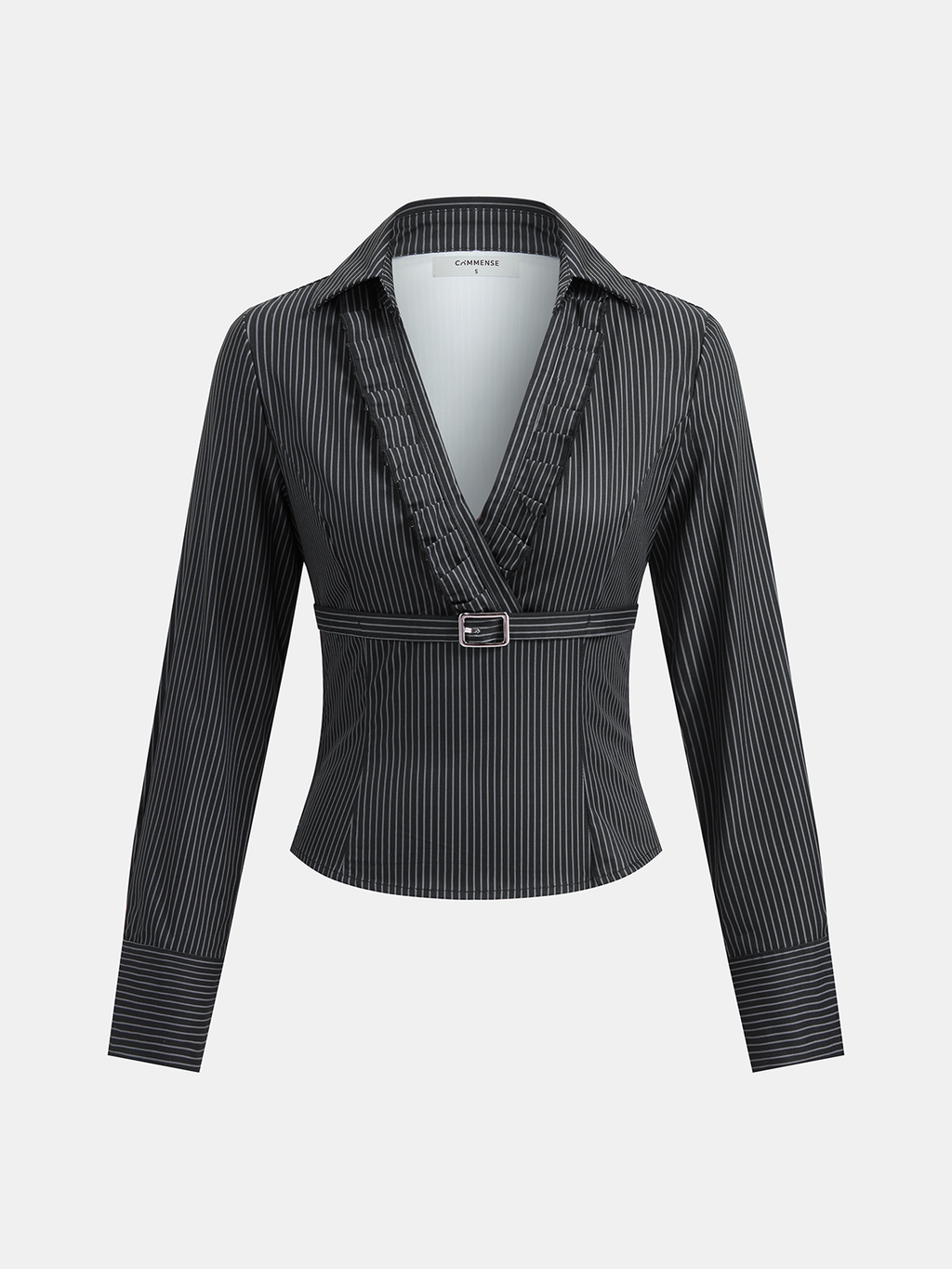 Tie-Waist Pinstripe Blazer Top