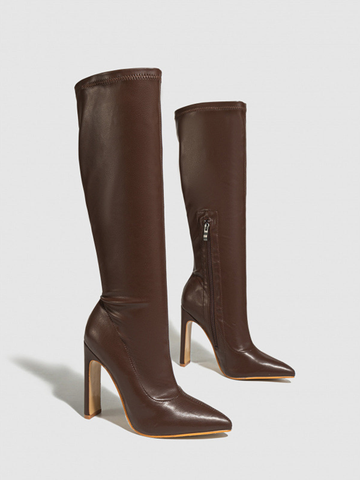 Pointed-Toe Stiletto Knee-High Boots