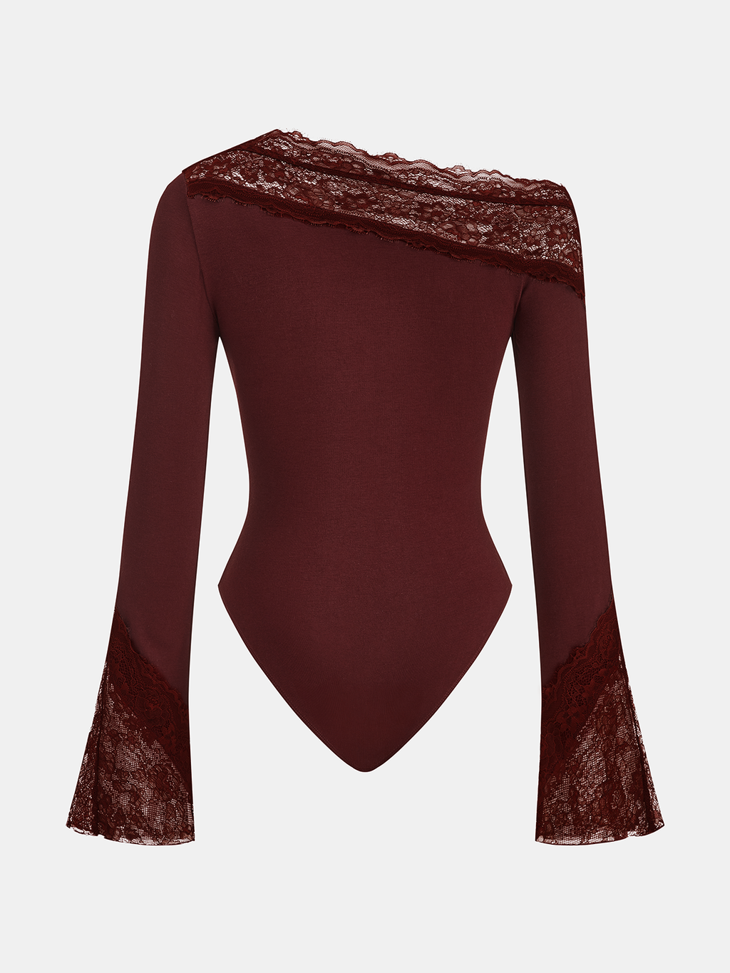 Lace Trim Bell Sleeve Off-Shoulder Bodysuit