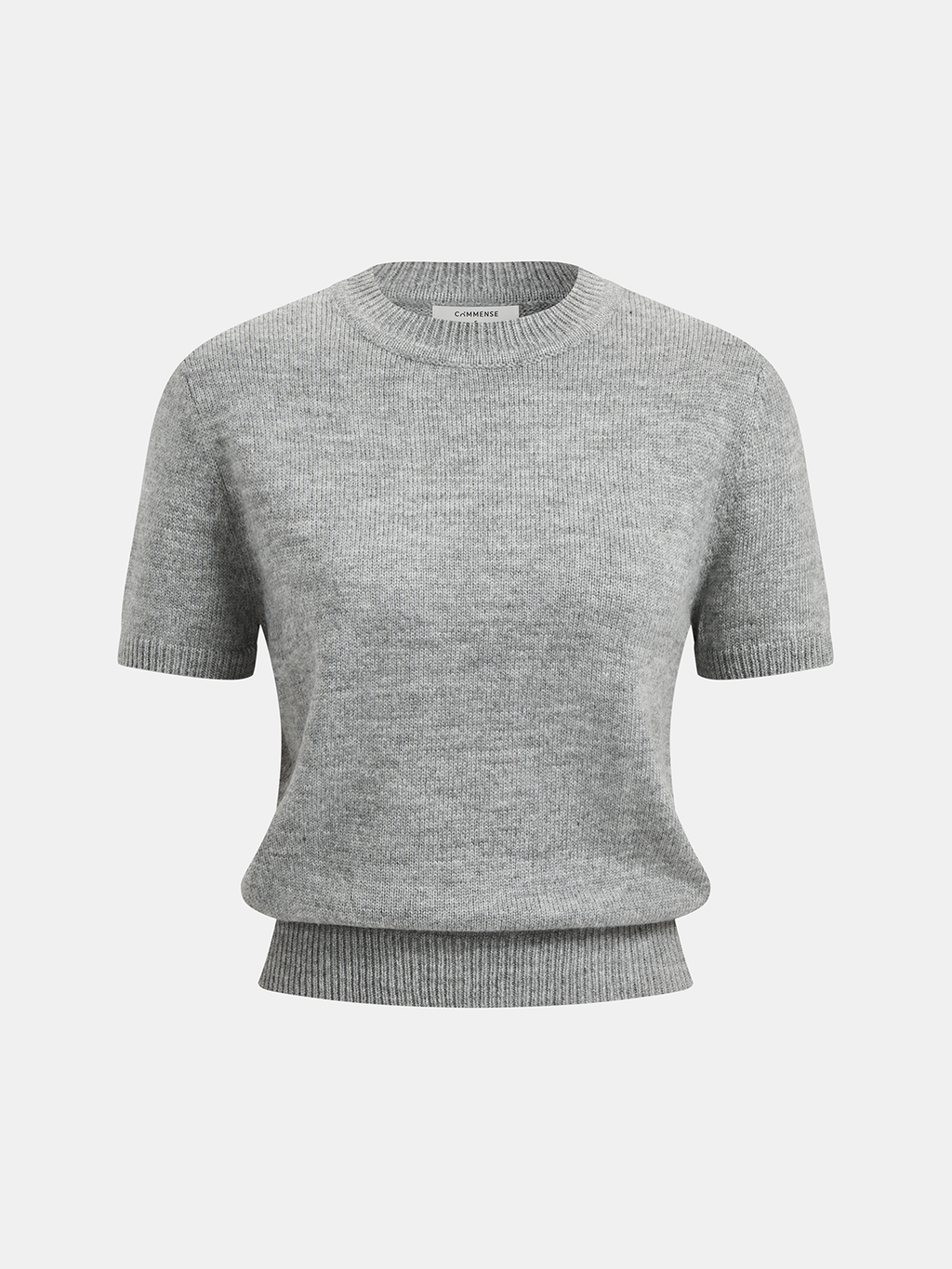 Wool-Blend Short-Sleeve Crew Neck Sweater