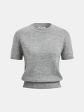 Wool-Blend Short-Sleeve Crew Neck Sweater