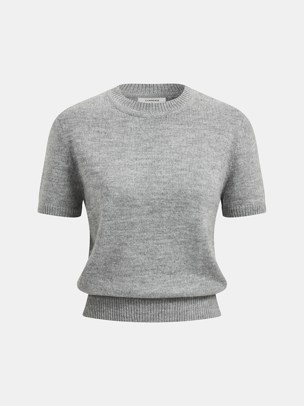 Wool-Blend Short-Sleeve Crew Neck Sweater