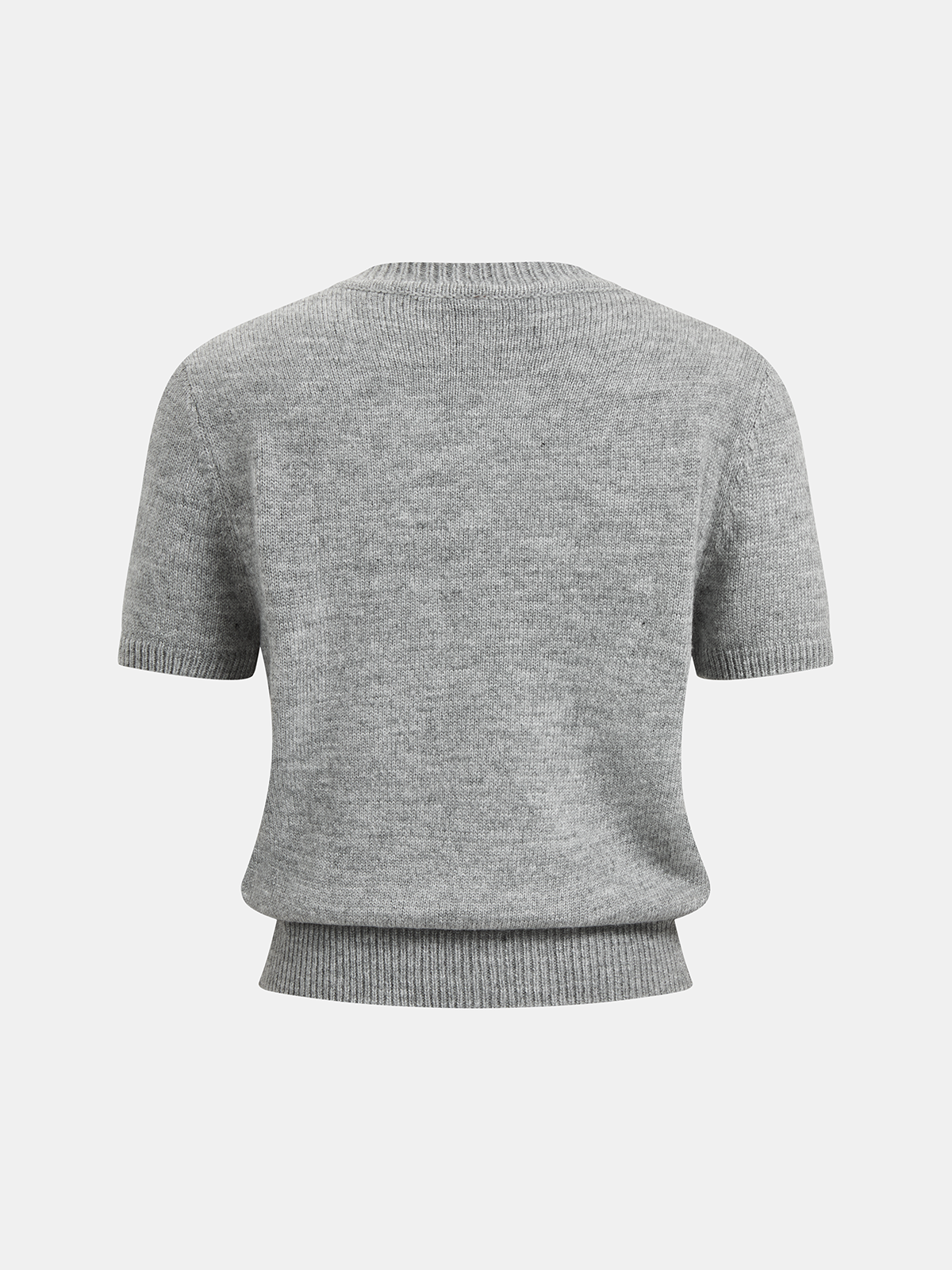 Wool-Blend Short-Sleeve Crew Neck Sweater