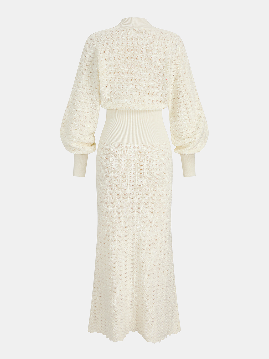 Bishop Sleeve Crochet Knit Maxi Dress
