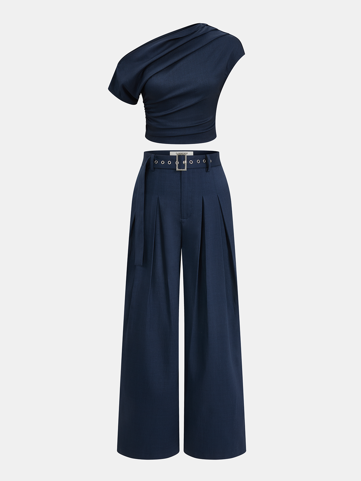 One-Shoulder Top & Wide-Leg Pants Set