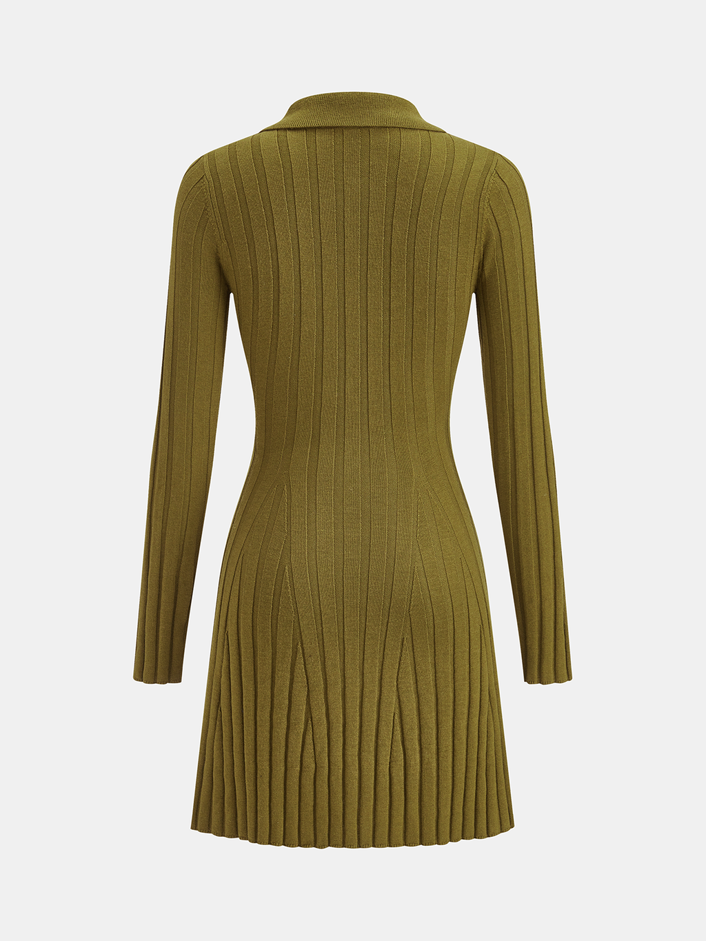 Wool-Blend Ribbed Polo Knit Mini Dress