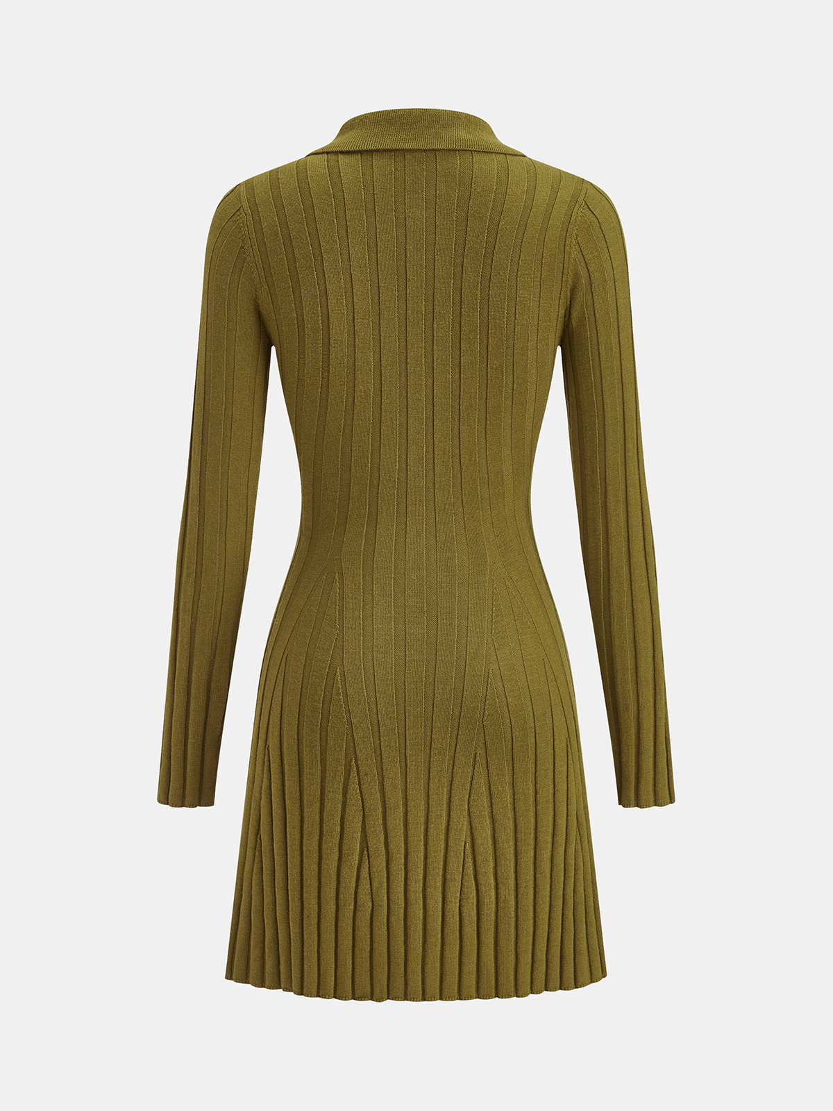 Wool-Blend Ribbed Polo Knit Mini Dress