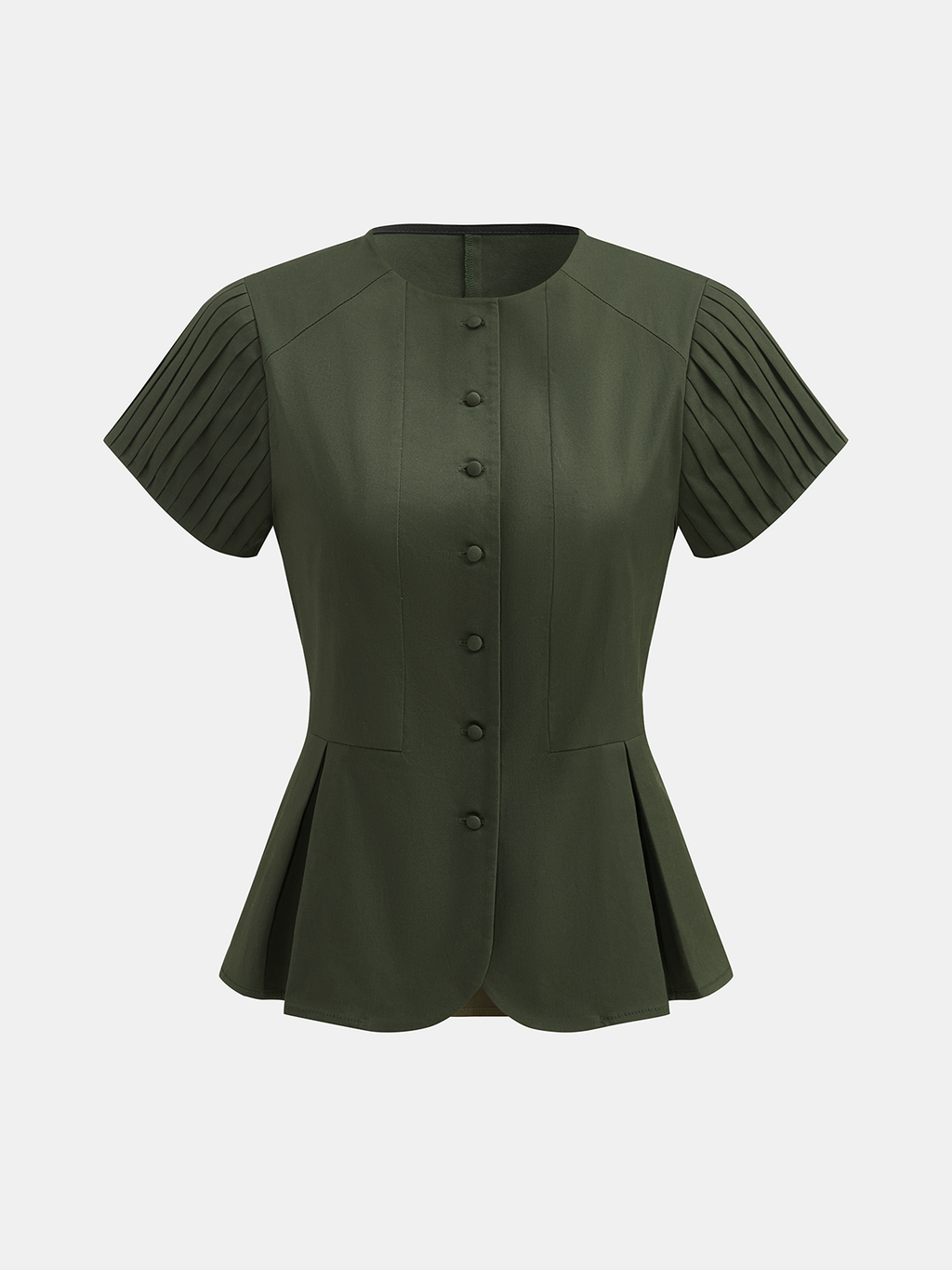 Pleated Sleeve Peplum Top & Shorts Set