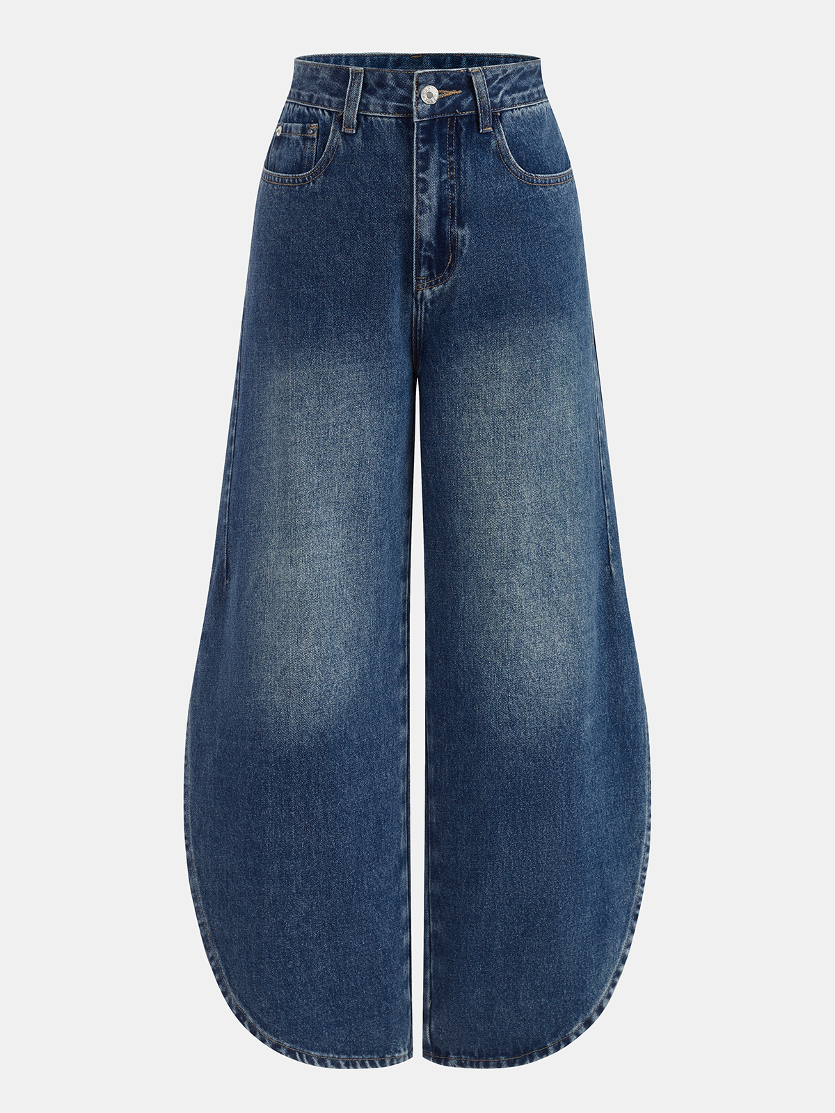 Side Slit Mid-Waist Wide-Leg Jeans