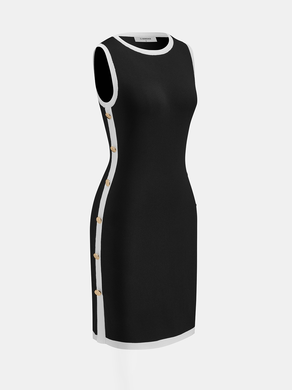 Contrast Trim Sleeveless Knit Dress