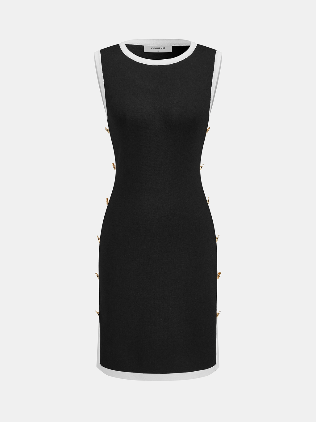 Contrast Trim Sleeveless Knit Dress