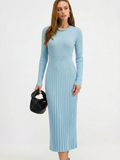 Long-Sleeve Ribbed Knit Maxi Dress