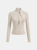 Tie-Neck Long Sleeve Knit Top