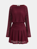 Semi-Sheer Textured Long-Sleeve Mini Dress