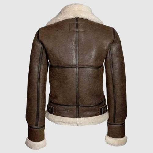 B3 Bomber Distressed Brown Aviator Leather Jacket With Faux Fur