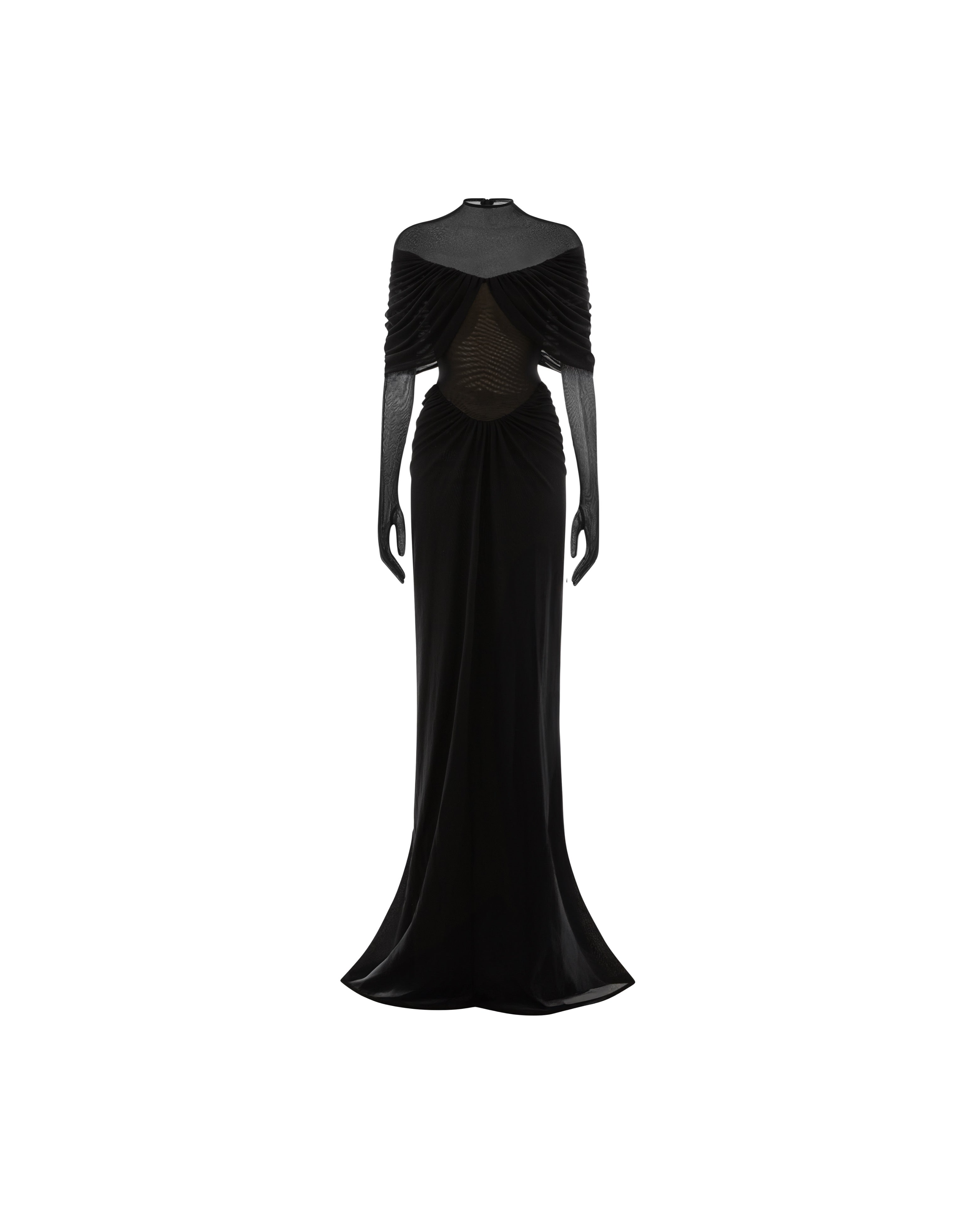 Draped Pleated Cape Dress