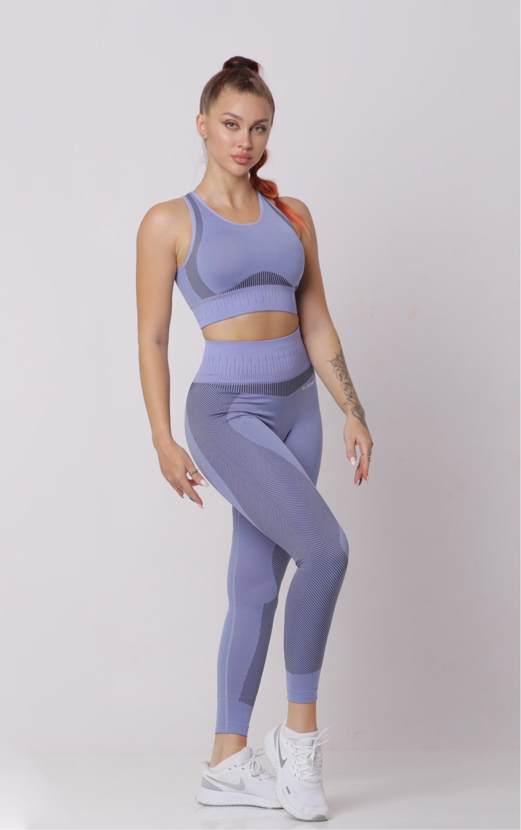 Samless Women 3pcs Yoga Sets Fitness Sport Suit Long Sleeve Zipper with Sport Bra & Leggings Pants LightBlue