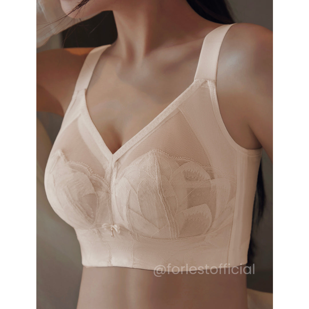 Briana Natural Separation Lacy Wireless Minimizer Bra Support up to 38I