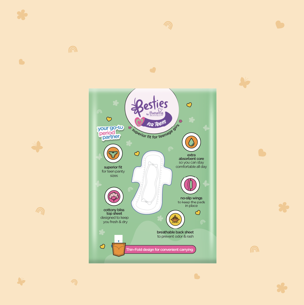 Besties by Butterfly Breathables Teens Long 8 Pcs