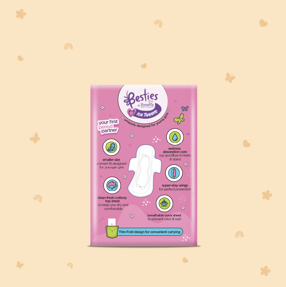 Besties by Butterfly Breathables Tweens Regular 8 pcs