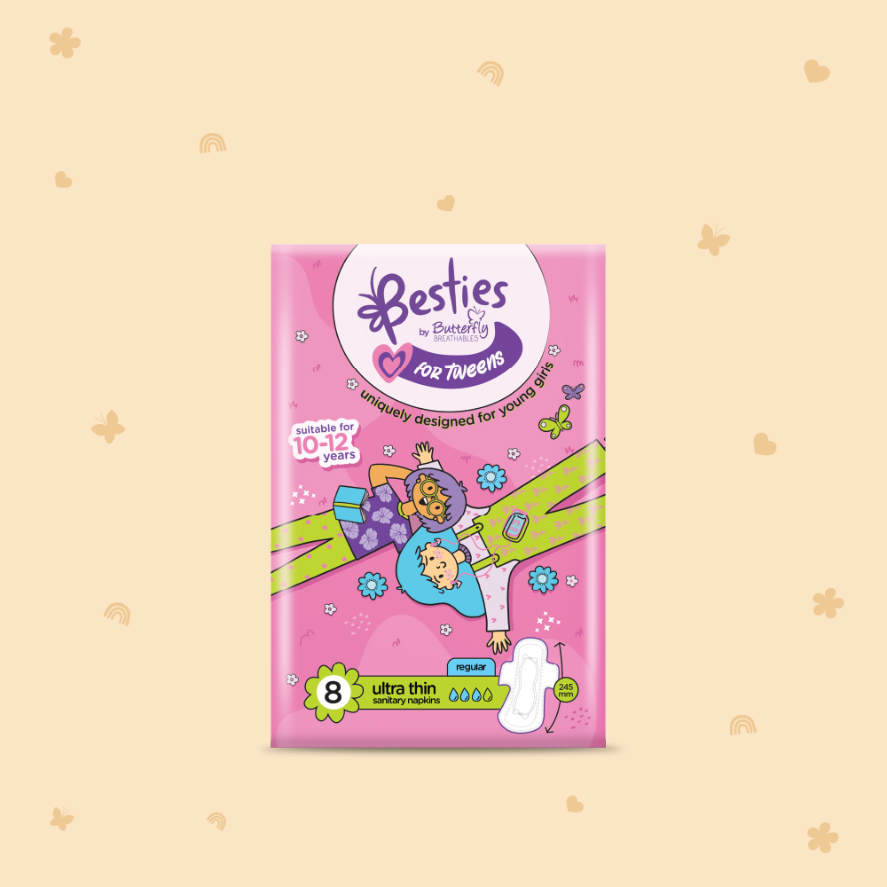 Besties by Butterfly Breathables Tweens Regular 8 pcs