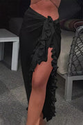Women's Chiffon Swimsuit Cover Ups Fashion Sarong Bikini Wrap Skirt Black