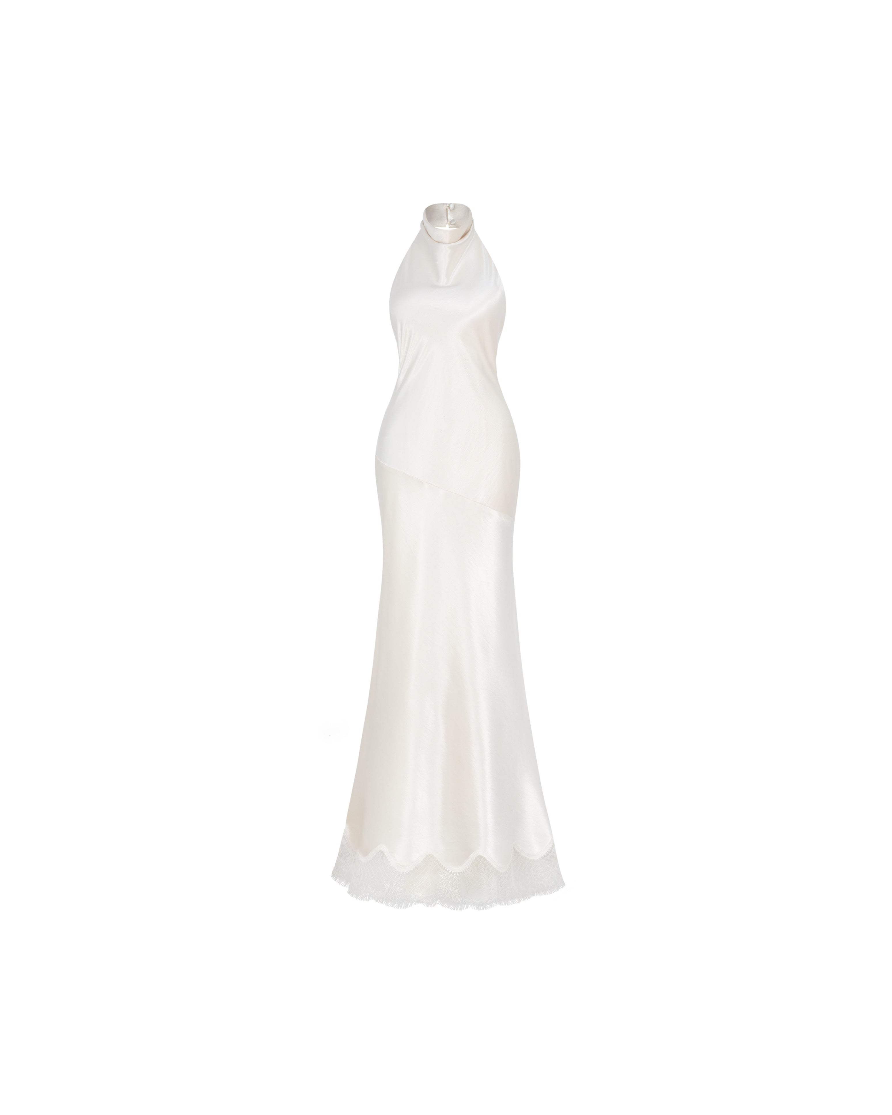 Satin Bias Halter Gown (Pre-Order 14 Days)