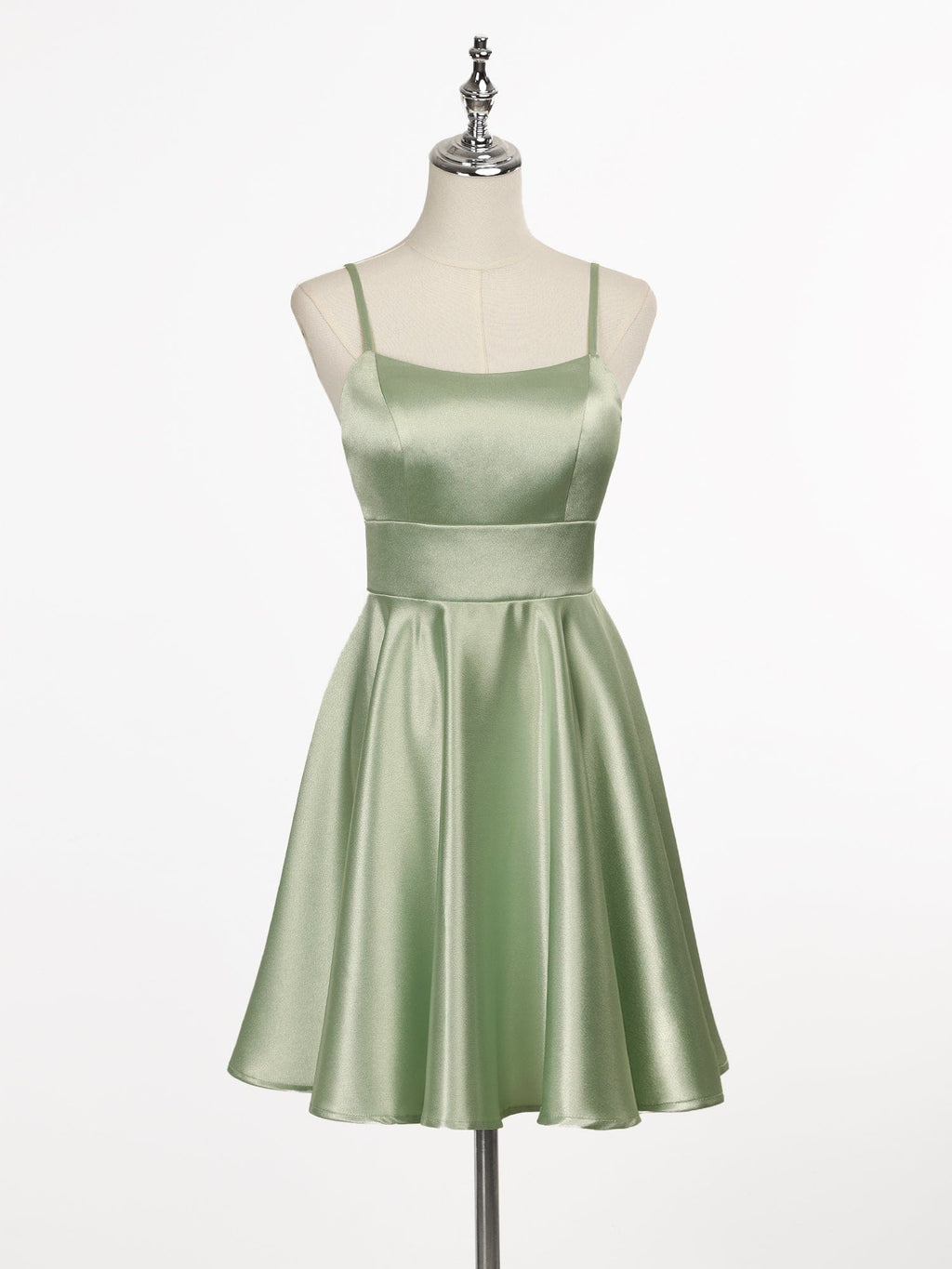 Plus Size Satin Spaghetti Strap Backless A-Line Short Homecoming Dress