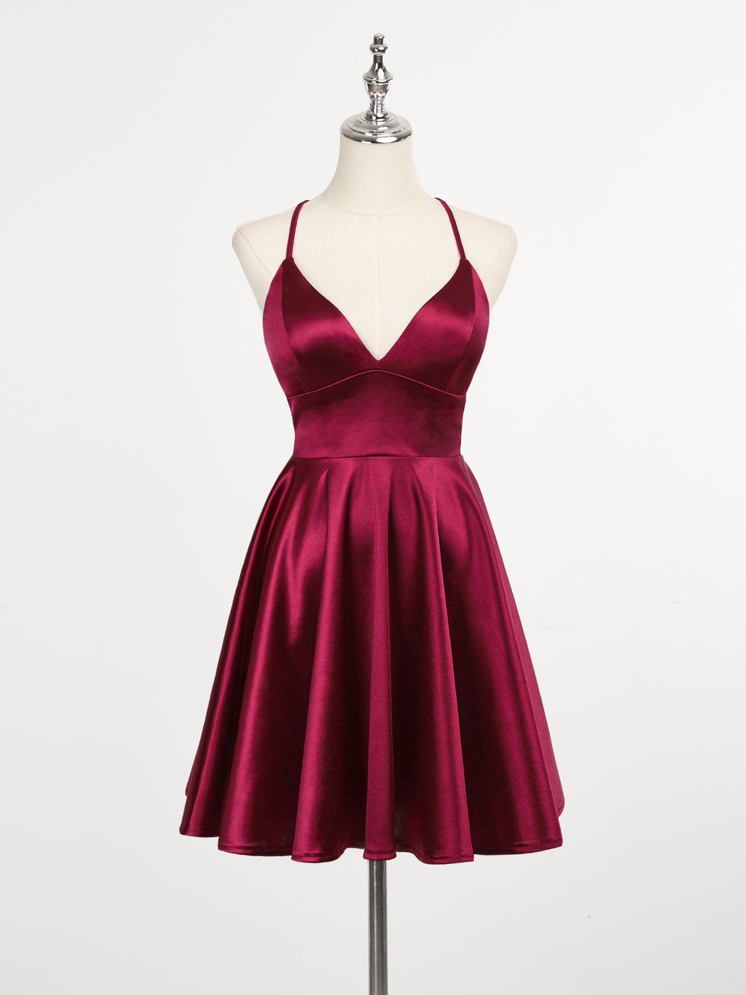 Spaghetti Strap A-Line Back Lace-Up Short Homecoming Dress