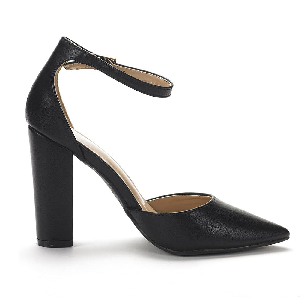 Pointed Toe Chunky Heel Pumps