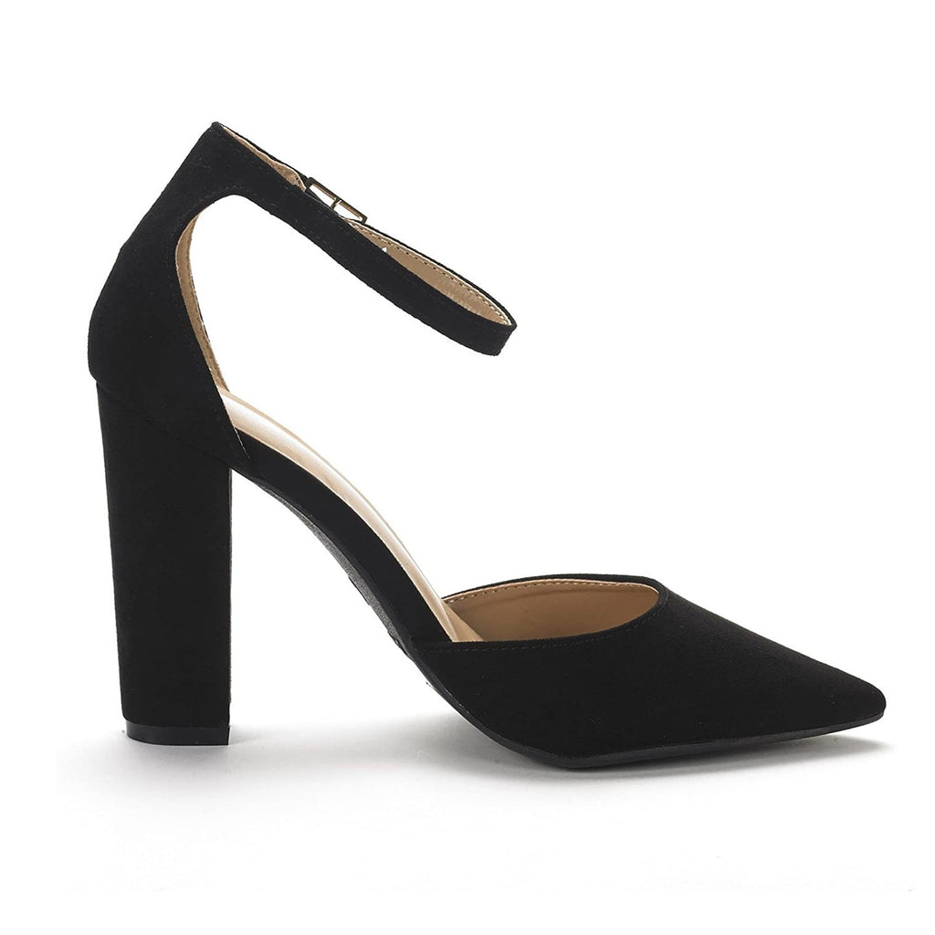 Pointed Toe Chunky Heel Pumps