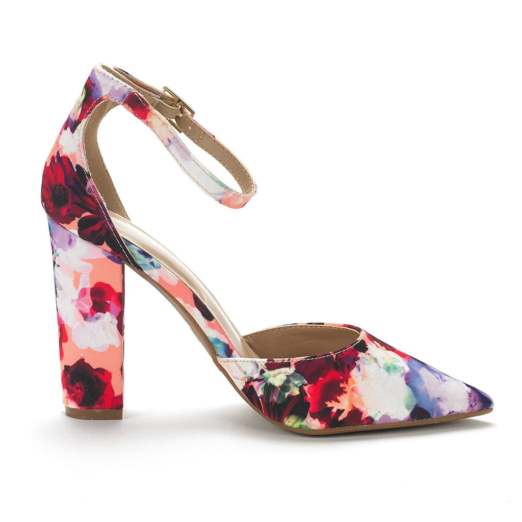 Pointed Toe Chunky Heel Pumps