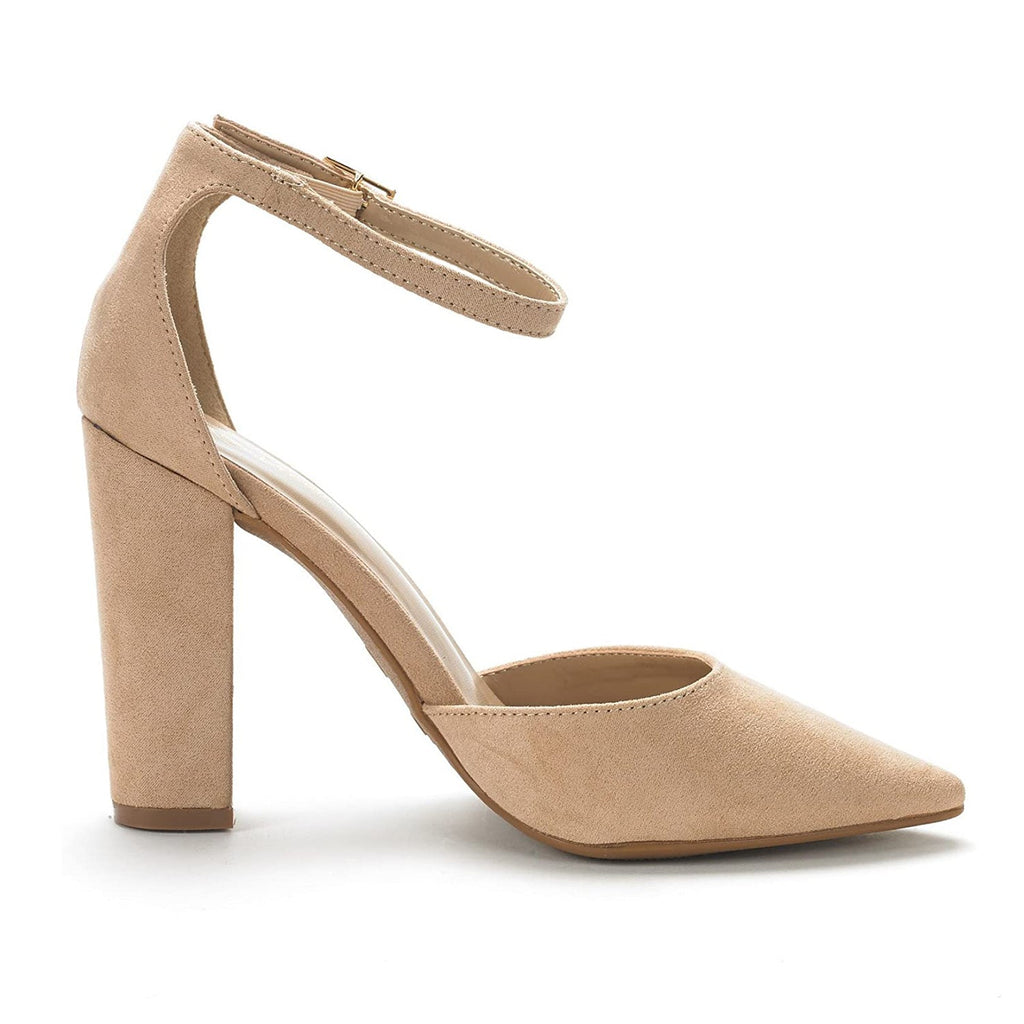 Pointed Toe Chunky Heel Pumps