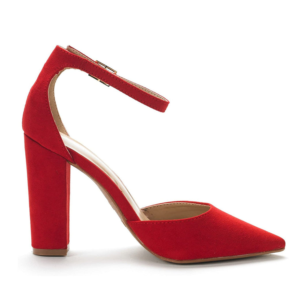 Pointed Toe Chunky Heel Pumps