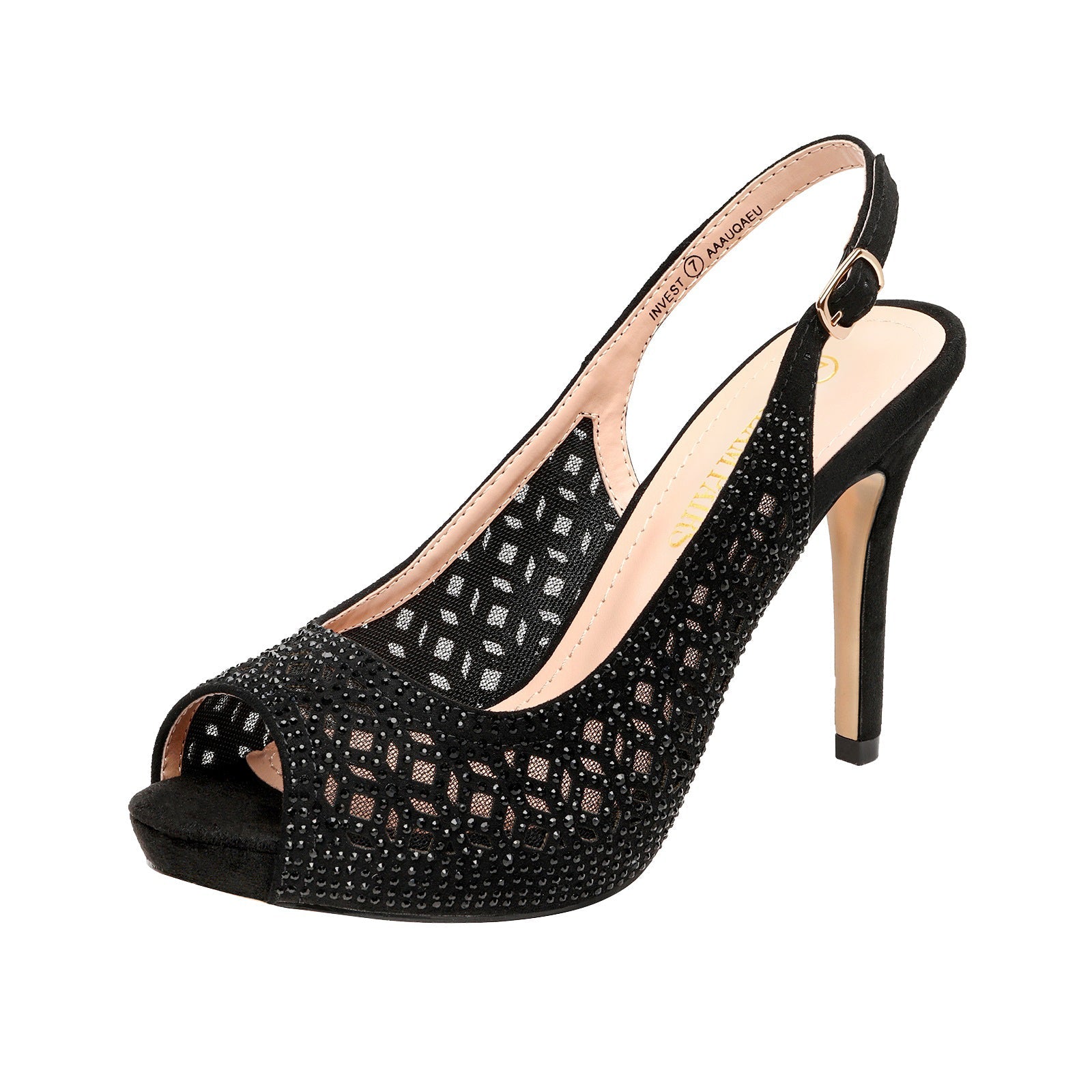 Peep Toe Rhinestone Pumps