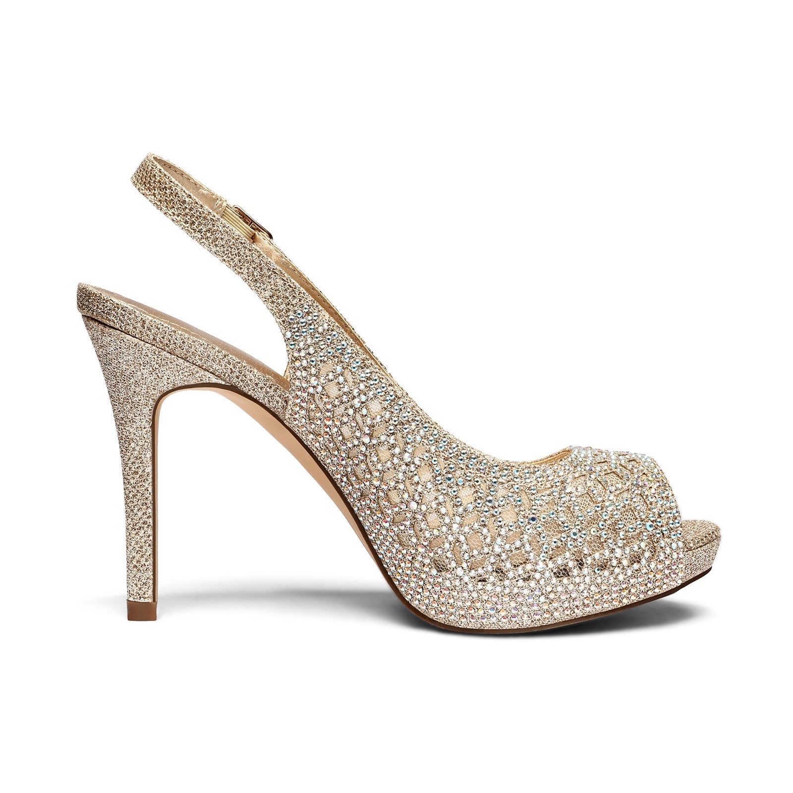 Peep Toe Rhinestone Pumps
