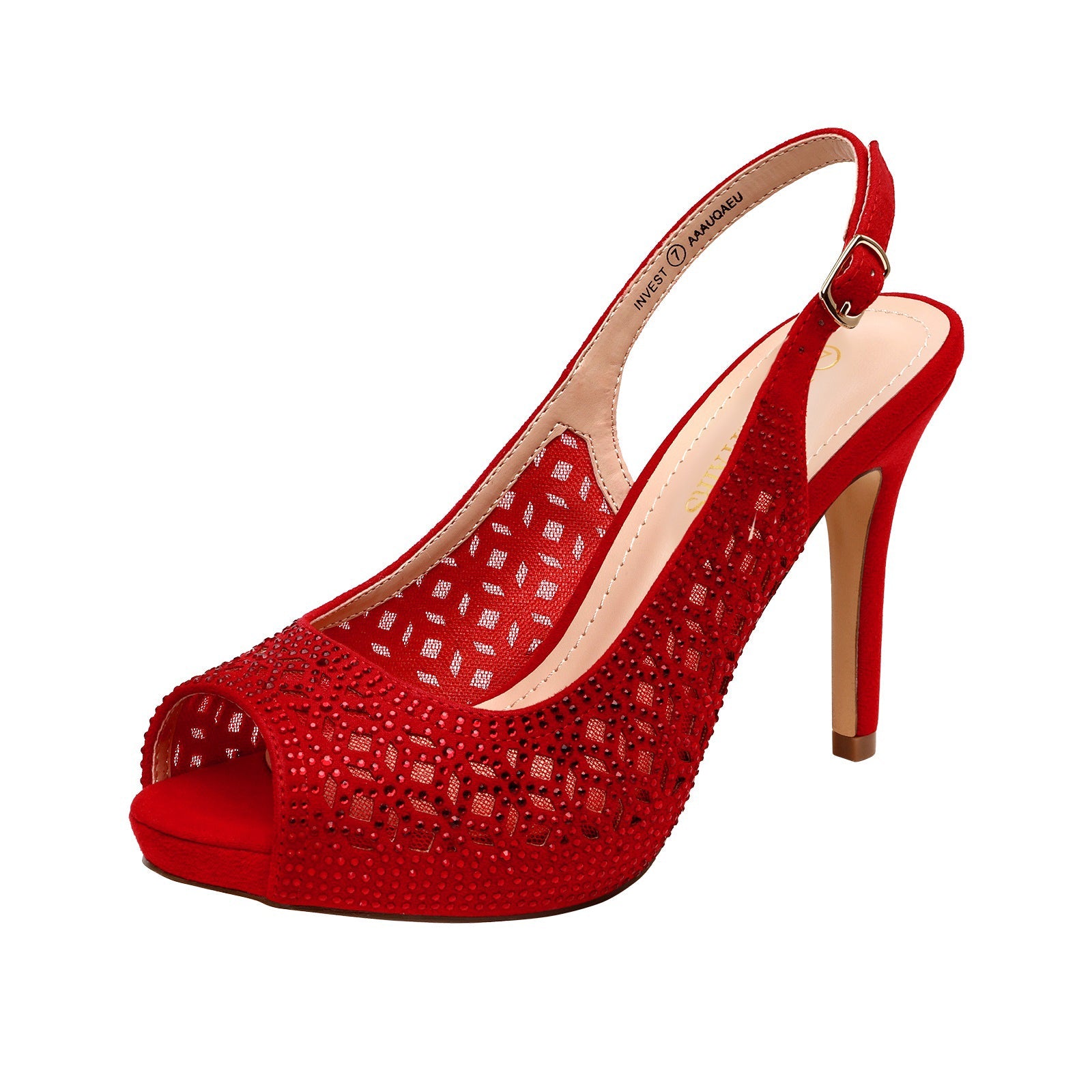 Peep Toe Rhinestone Pumps