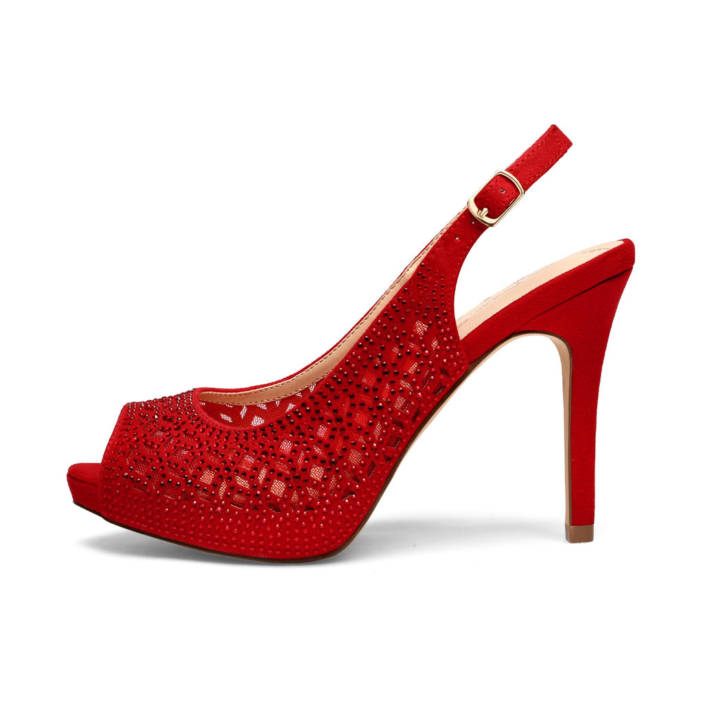 Peep Toe Rhinestone Pumps