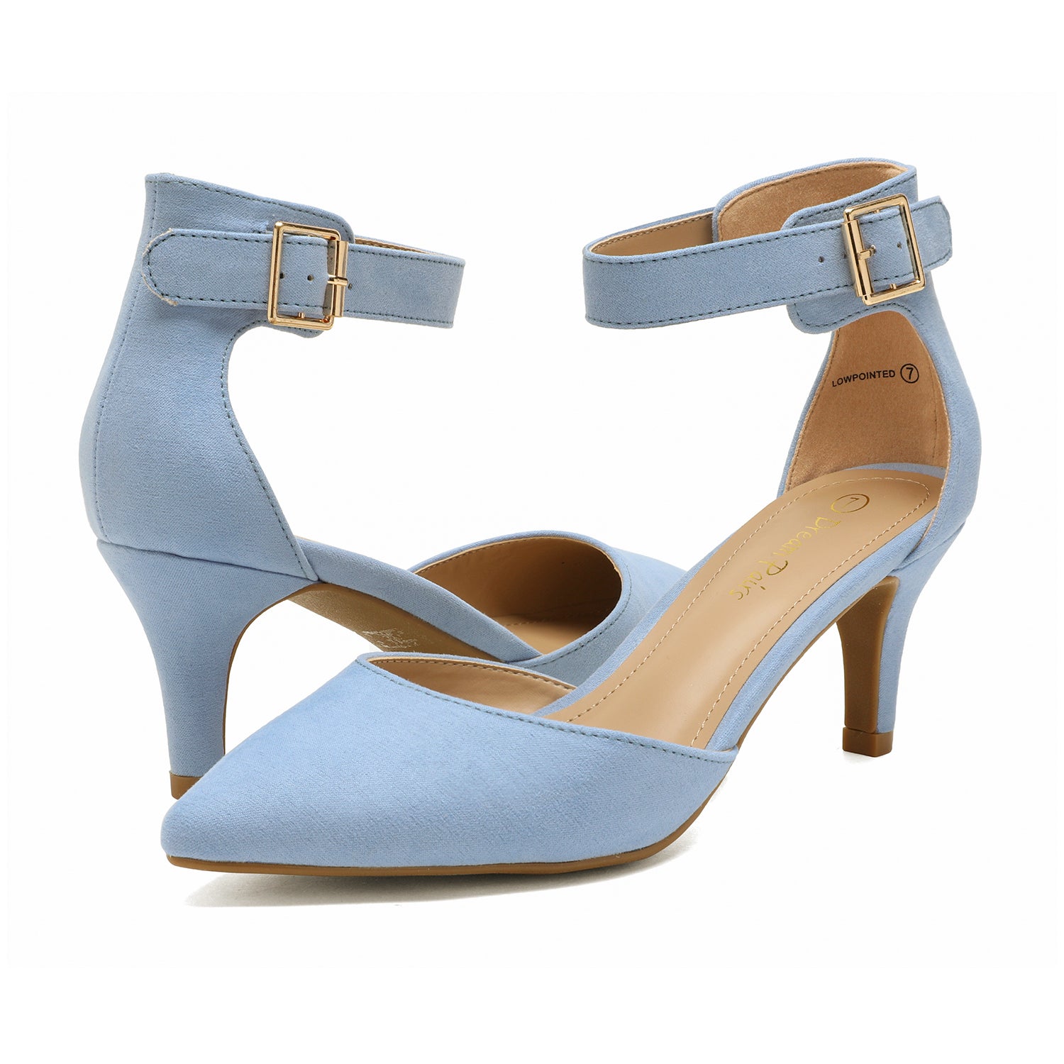 Ankle Strap Low Heel Dress Pumps