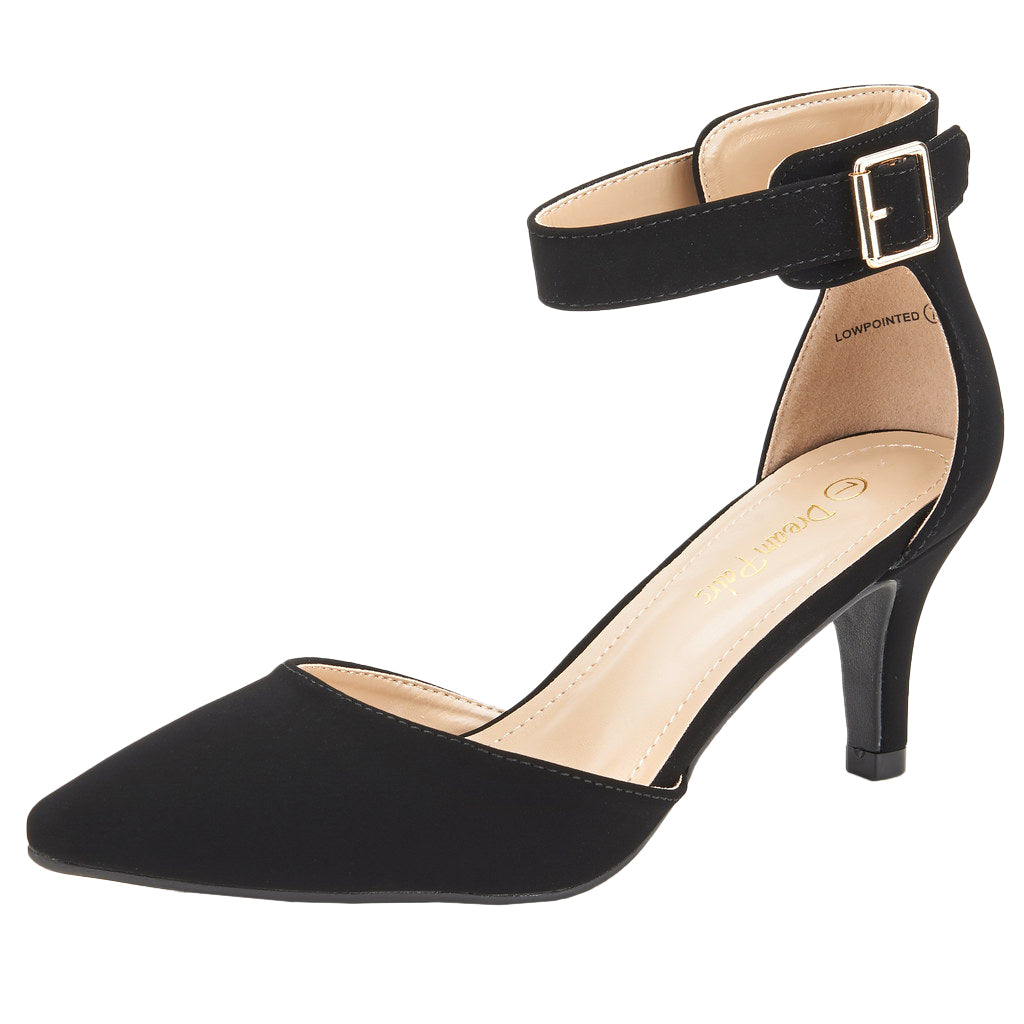 Women's Low Heel Ankle Strap Pumps