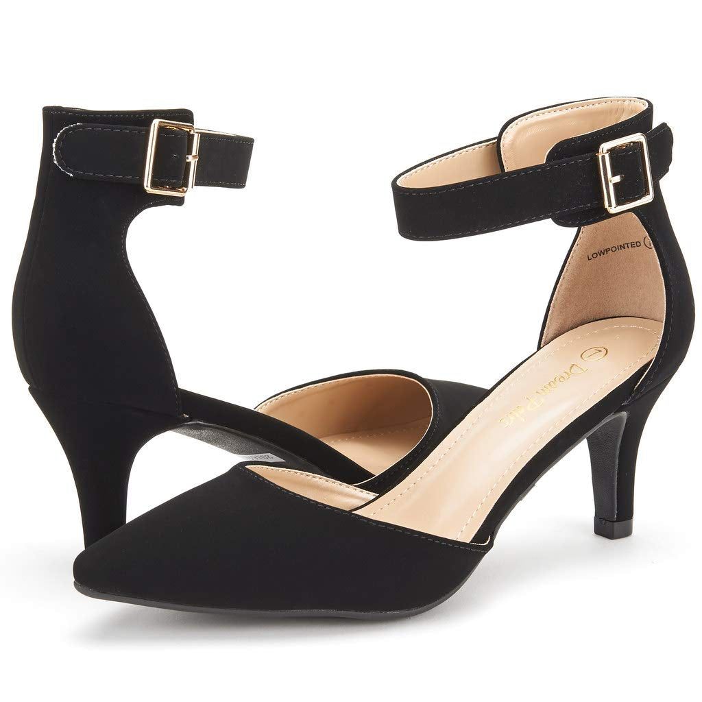 Women's Low Heel Ankle Strap Pumps