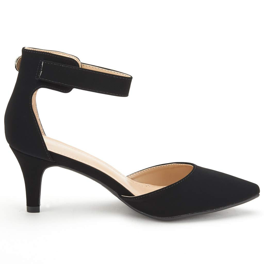 Women's Low Heel Ankle Strap Pumps